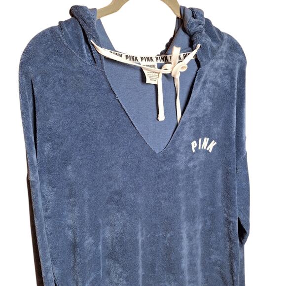 Victoria secret Pink Terry cloth v neck hoodie long sleeve top soft oversized - Picture 4 of 4